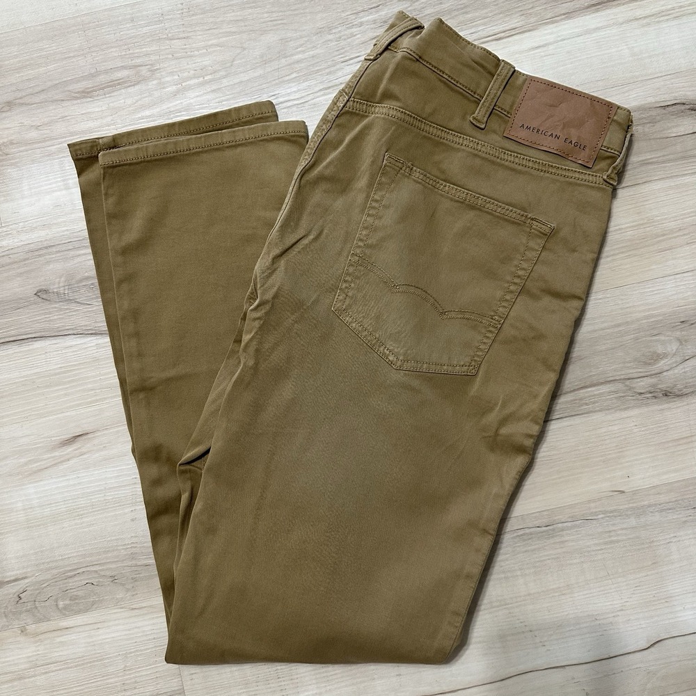 American Eagle Lived In‎ Khaki Pants mens 38x32 tan brown Original Slim Flex